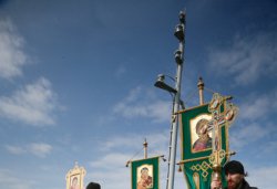 Крестный ход с иконой Спаса Елеазаровского на Талабские острова 12 июля 2014 года