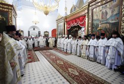 Первосвятительский визит в Псковскую епархию. Божественная литургия в Свято-Троицком соборе Псковского кремля