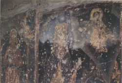 Рис. 9. Надгробные портреты. Роспись южного фасада церкви Таксиархов в Кастории. XIV-XV вв. Деталь